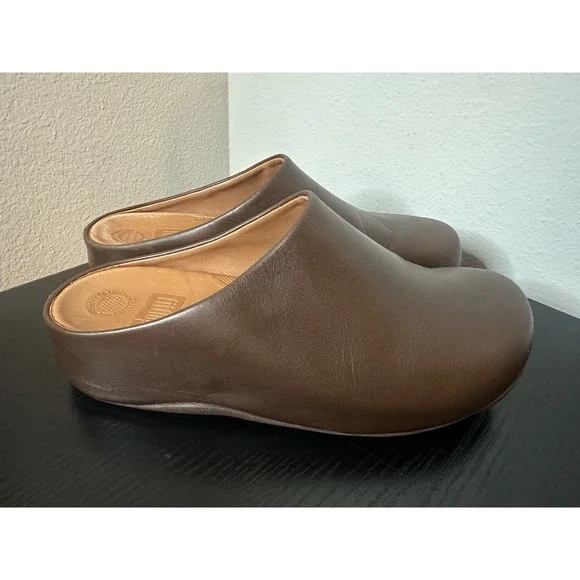FITFLOP Shuv Womens Size US 9 Leather Clogs Mules Light Tan UK 7 EU 41 - Picture 1 of 7